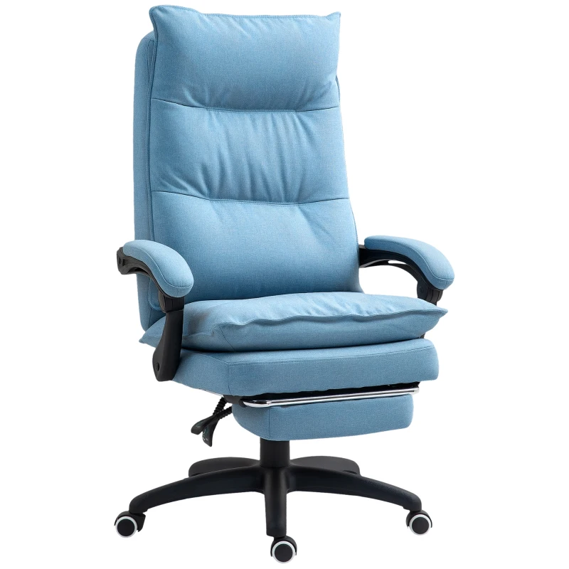 Vinsetto Massage Bureaustoel, Ergonomische Bureaustoel met Massagefunctie, Hoogteverstelbaar, Draaibaar, Nylon, Blauw