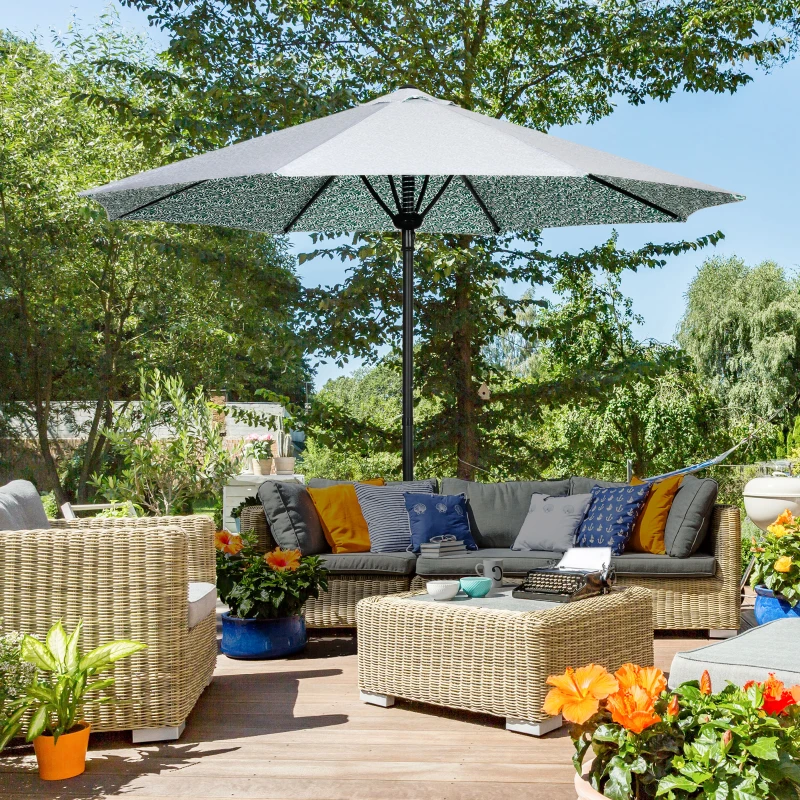 Outsunny Ombrellone da Giardino 3x2.5 m in Metallo a 2 Sezioni con 8 Stecche e Copertura in Poliestere