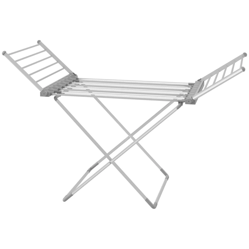 HOMCOM Séchoir à linge étendoir à linge 2 ailes latérales extensibles cadre en alliage d'aluminium 144 x 53 x 91 cm