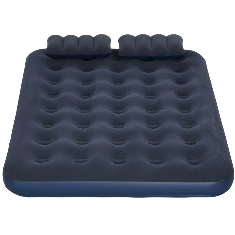 Outsunny Luchtmatras voor 2 Personen, met Handpomp, zacht & duurzaam, 203x152x22cm, Blauw