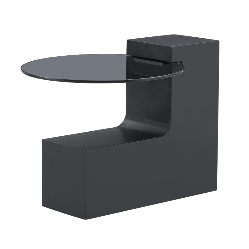 Table basse ronde moderne à 2 niveaux, design démontable et modulable, bords arrondis, 61x61x30 cm, Blanc+Noir