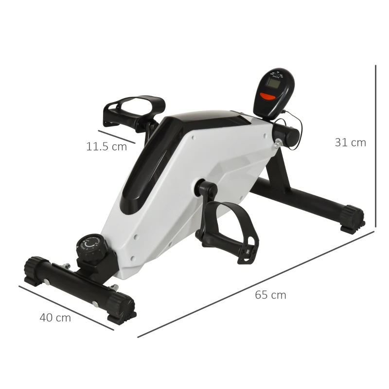 HOMCOM Magnetic Pedal Exerciser, 8-Level Adjustable Resistance Mini Exercise Bike for Arms and Legs Rehabilitation Training, Portable Trainer Fitness Equipment for Elderly People Home, Office Workout