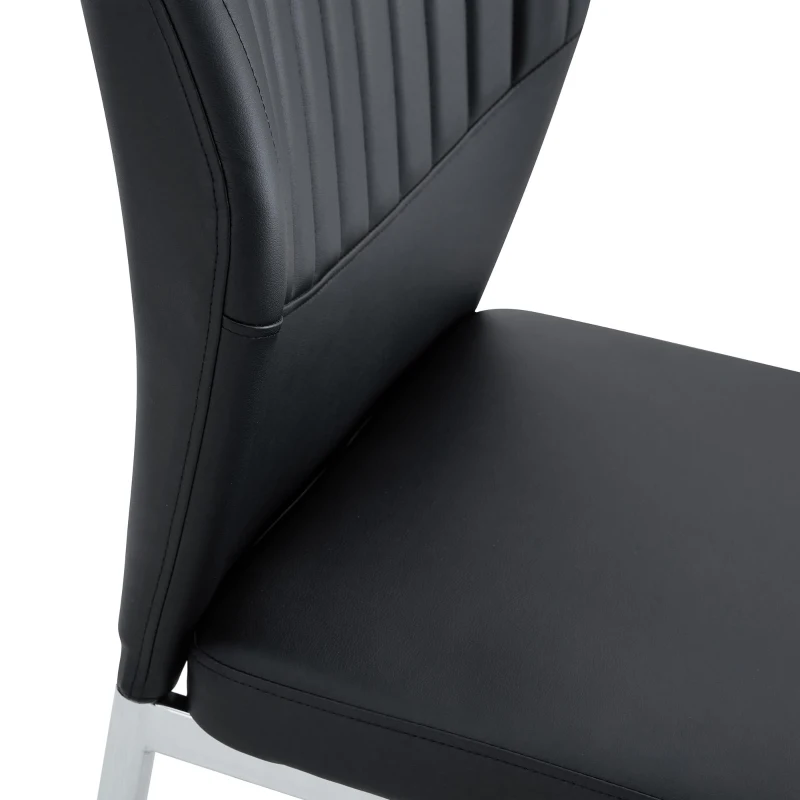 Lot de 4 chaises de salle à manger, style léger-luxe, patins antidérapants, 43x42.6x93 cm, Noir+Argenté