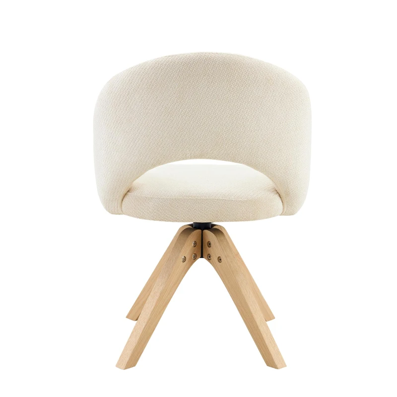 Lot de 2 chaises pivotantes style rétro, piètement 4 pieds en bois massif, patins antidérapants, 46x49x84 cm, Couleur naturelle