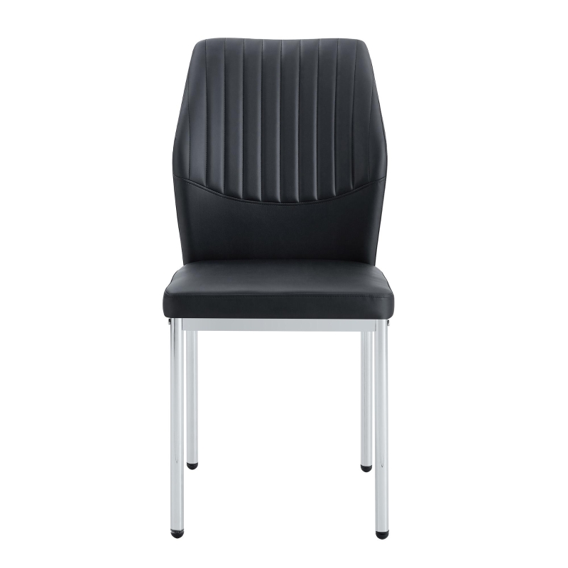 Lot de 4 chaises de salle à manger, style léger-luxe, patins antidérapants, 43x42.6x93 cm, Noir+Argenté