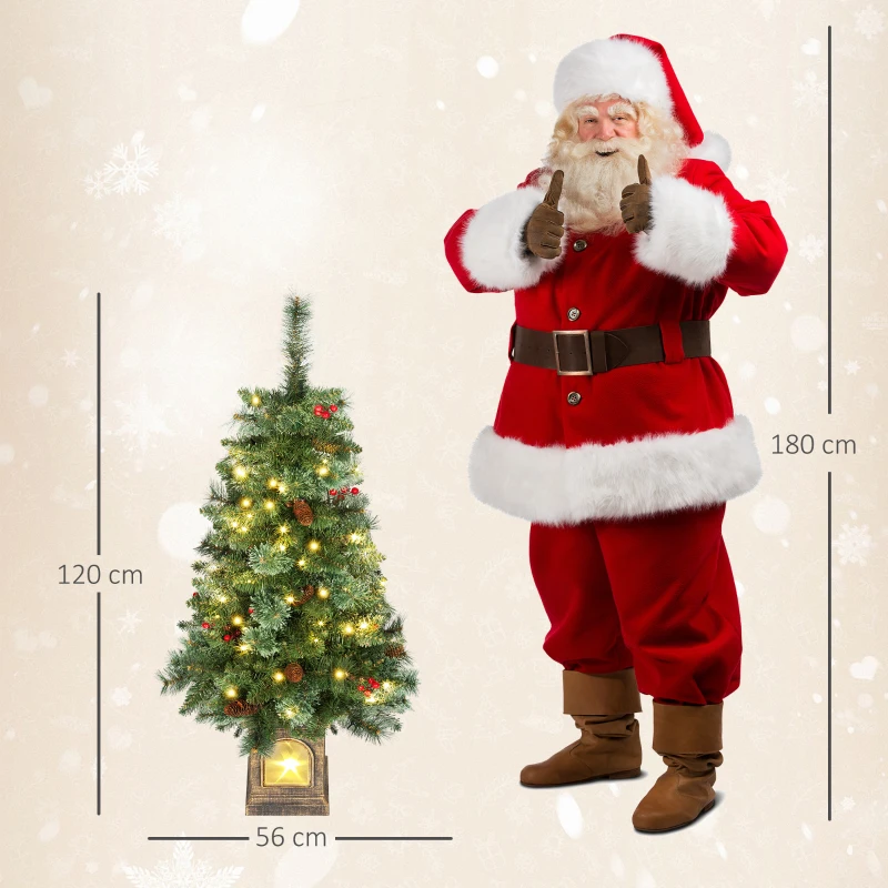HOMCOM Kunstkerstboom 120 cm met 100 LED's, 8 lichtmodi, 214 takpunten