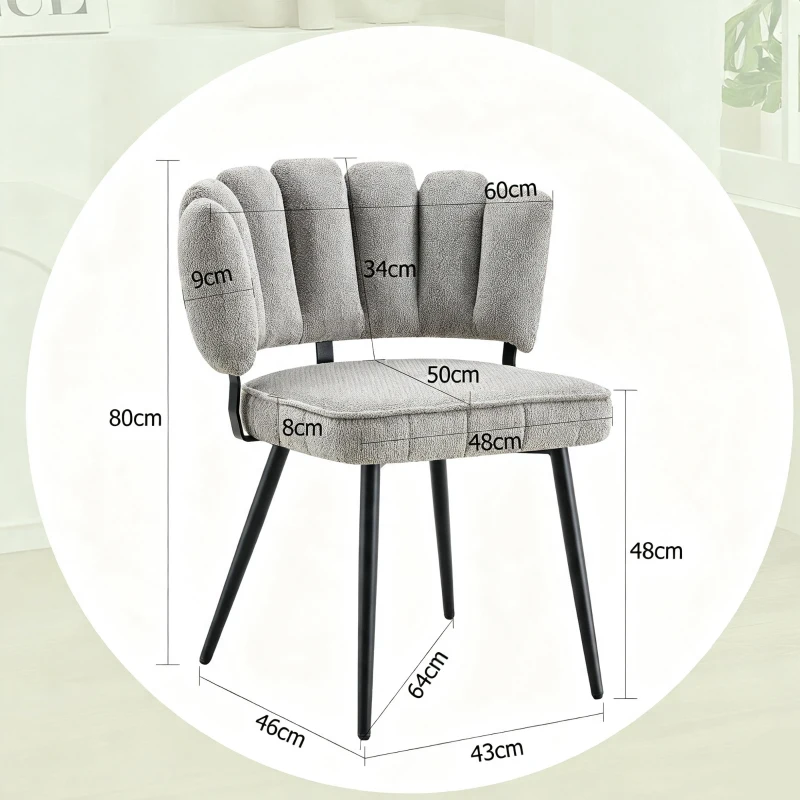 Lot de 2 chaises de salle à manger, mousse haute densité, patins antidérapants, 60x46x80 cm, Gris clair