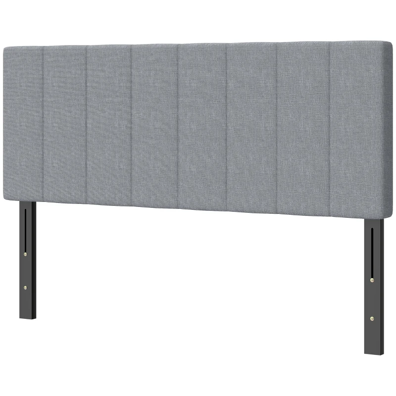 HOMCOM Hoofdeinde 3-voudig in hoogte verstelbaar, gestoffeerd hoofdeinde met metalen poten, linnenlook voor slaapkamer 160x10x106/116/126 cm Grijs