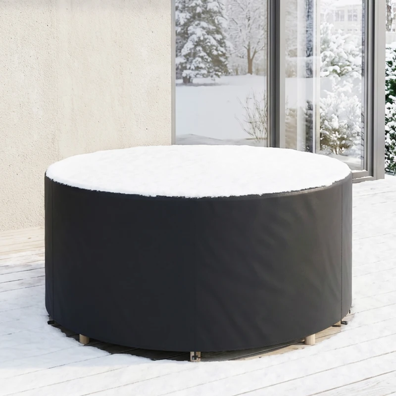 Outsunny Housse de mobilier de jardin imperméable pour table ronde, tissu Oxford 420D pour jardin extérieur, Ø200 x 80 cm, noir