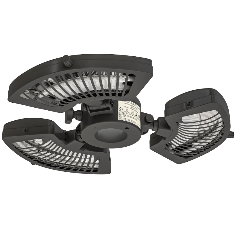 Outsunny Aquecedor por Infravermelhos para Chapéu de Sol 2400W Aquecedor Exterior Elétrico de Alumínio com 3 Níveis de Aquecimento Ø55x8 cm Preto