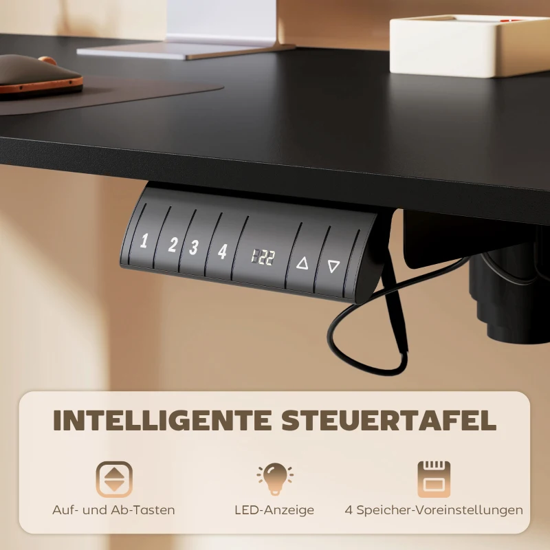Vinsetto Verstelbaar Zit-Stabureau Computertafel, 140 cm x 70 cm x 116 cm, Zwart(m-5)