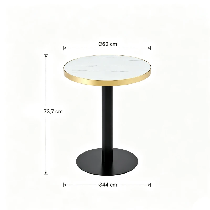 Table d'appoint ronde, plateau anti-rayures facile à nettoyer, 60x60x74 cm, Blanc