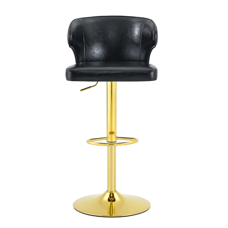 Lot de 2 tabourets de bar avec dossier, réglables en hauteur et pivotants 360°, 49.7x45x110 cm, Noir