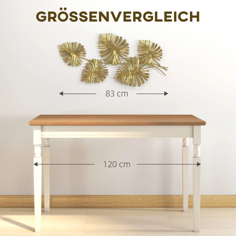HOMCOM Set van metalen wanddecoraties, gelakte afwerking, bladvorm, goudkleurig