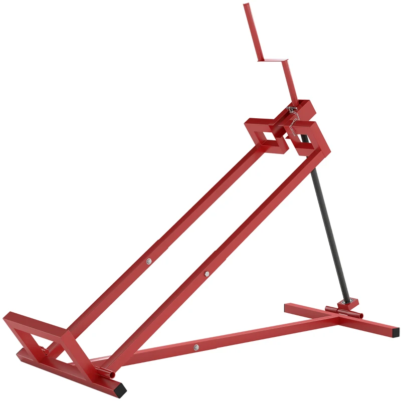 HOMCOM 400 kg Foldable Ride-On Mower Jack Lift, Adjustable Steel Lifting Device, for Lawn Mower, ATV, Red