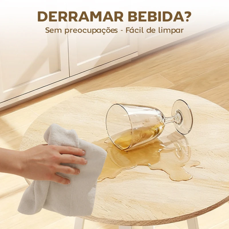 HOMCOM Mesa Alta de Cozinha Redonda com Prateleira de Armazenamento  para 2 Pessoas com Estrutura de Metal 55x55x95 cm Madeira e Branco