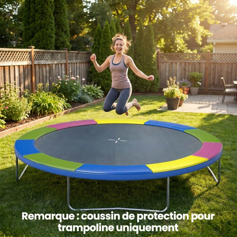 SPORTNOW Coussin de protection trampoline 305cm avec cordon élastique résistant aux intempéries et UV anti-déchirure, multicolore