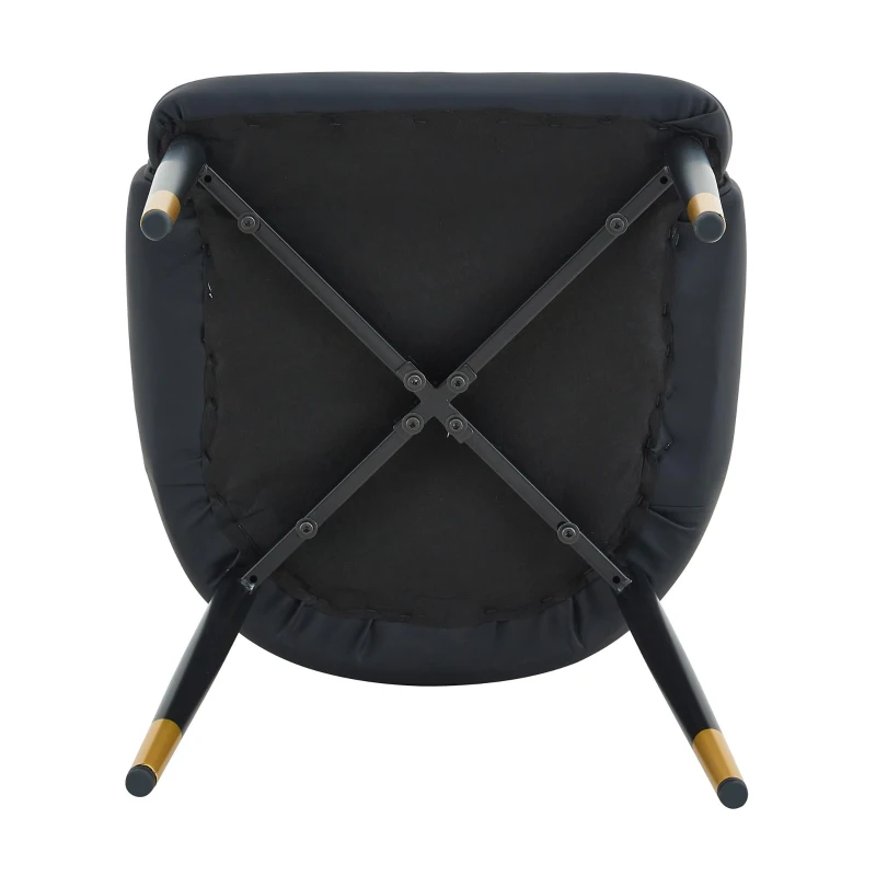 Lot de 2 chaises de salle à manger, dossier motif éclair stylé, déperlante et facile d'entretien, 47.3x44x91 cm, Noir