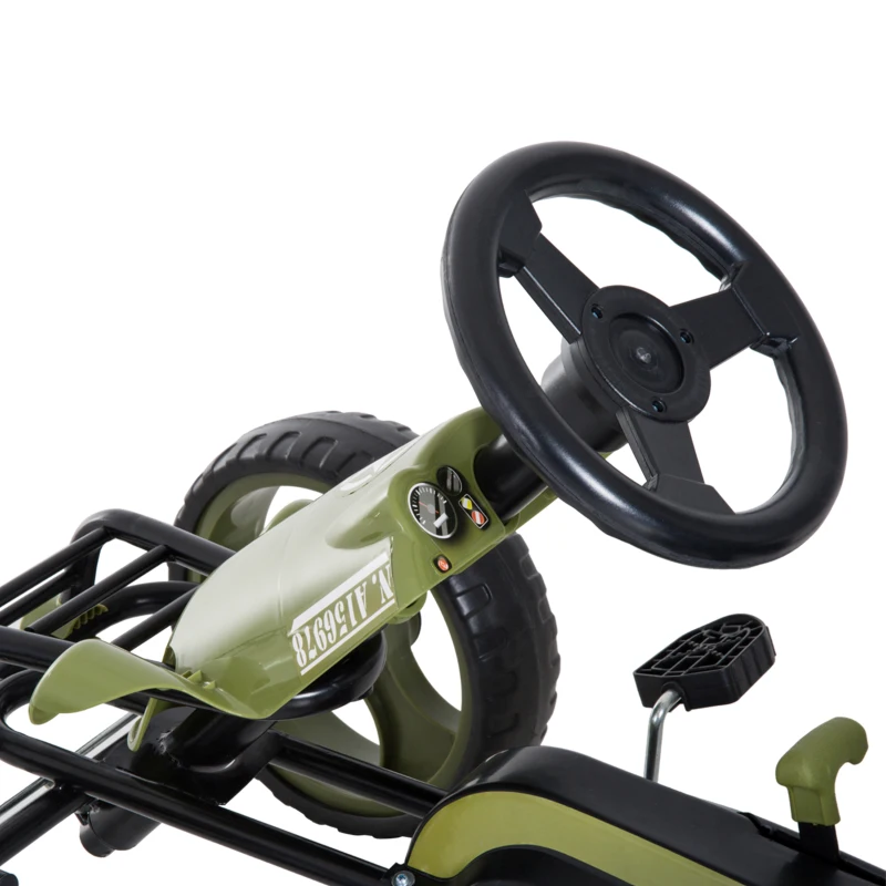 HOMCOM Go Kart a Pedali per Bambini da 3-6 Anni con Sedile Regolabile e Freno a Mano, Verde