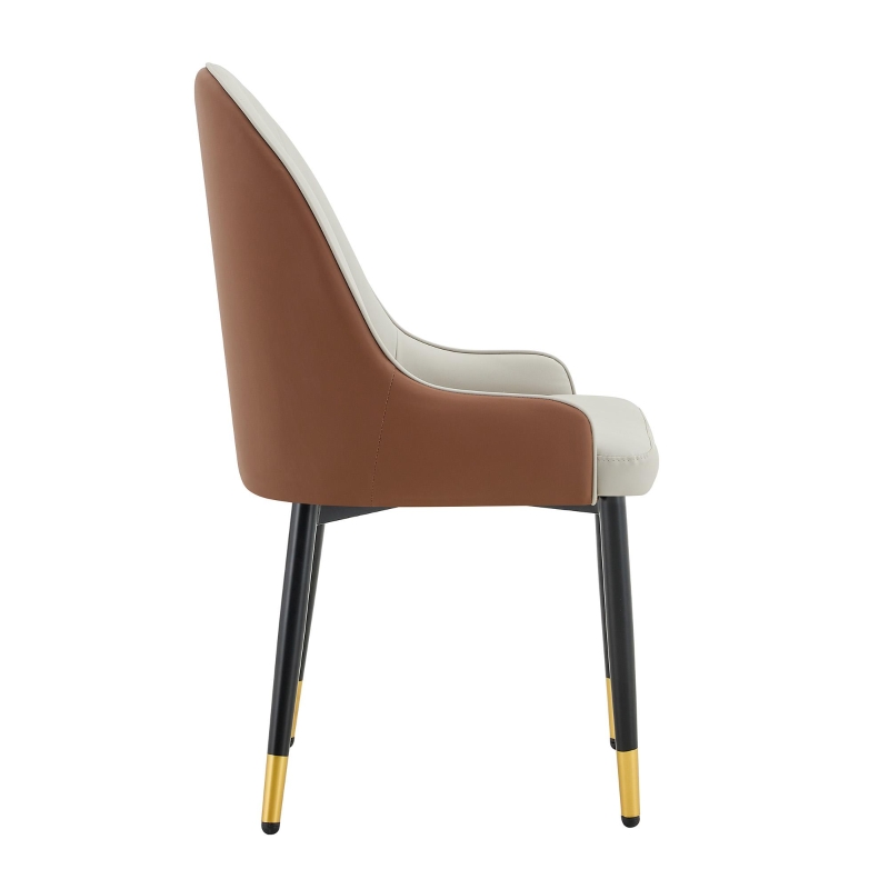 Lot de 2 chaises de salle à manger, dossier motif éclair stylé, déperlante et facile d'entretien, 47.3x44x91 cm, Gris chaud