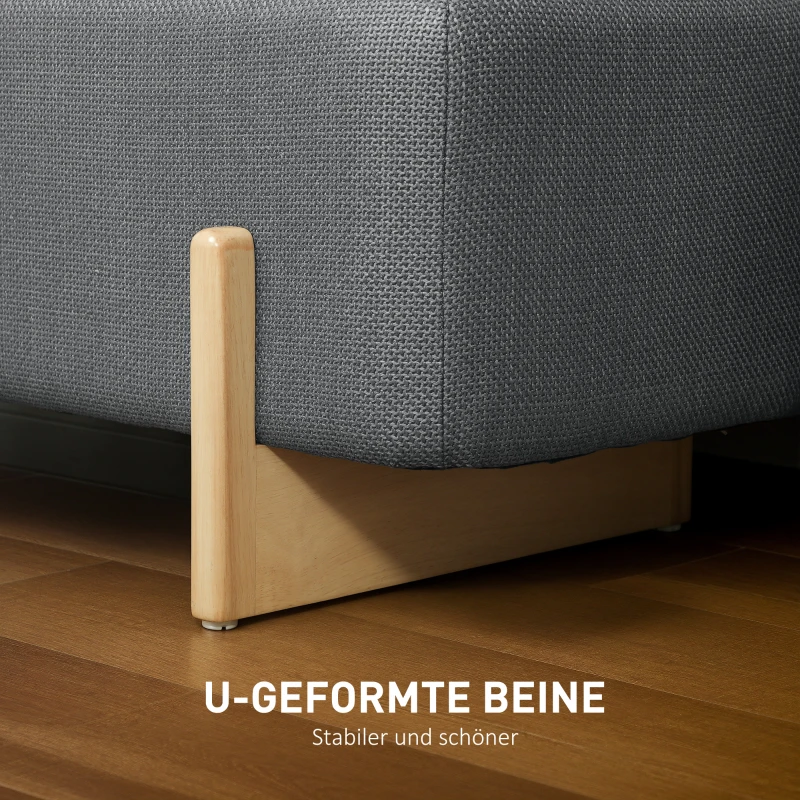 HOMCOM Hocker met opbergruimte, Opbergbank met schuimrubber bekleding, Linnenlook, 111 x 44 x 44,5 cm, Donkergrijs(m-6)