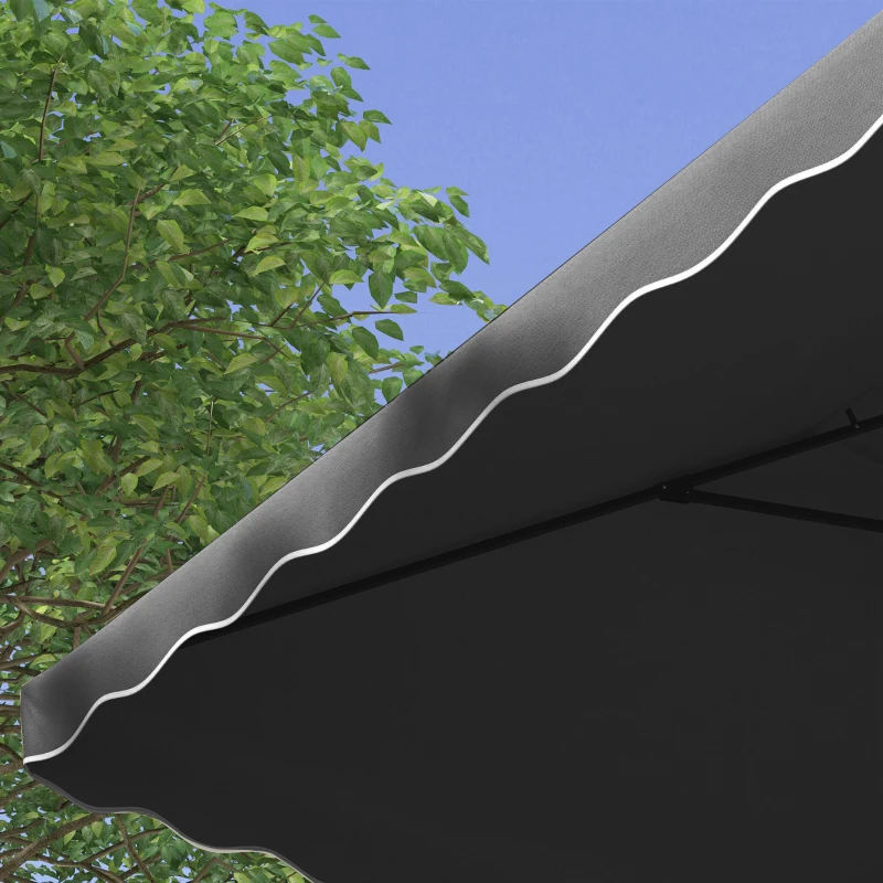 Outsunny Tuinparasol, zweefparasol, decoratieve rand, ventilatiedak, metalen frame, 2,4x2,4x2,6m, donkergrijs