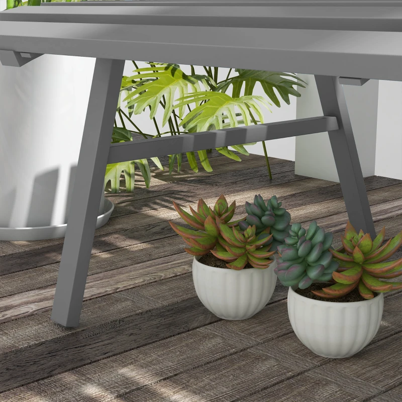 Outsunny Panchina da Giardino 2 Posti a Doghe in Alluminio, 123x67x79 cm, Grigio