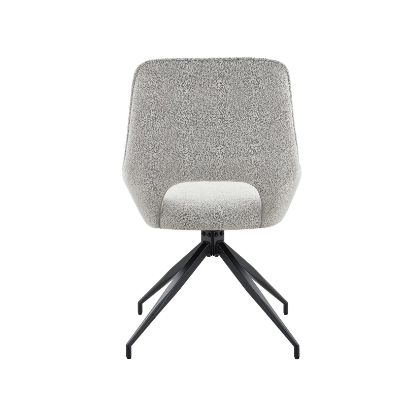 Chaise de salle à manger pivotante 360°, accoudoirs, patins réglables antidérapants, 50x50x87 cm, Gris+Beige