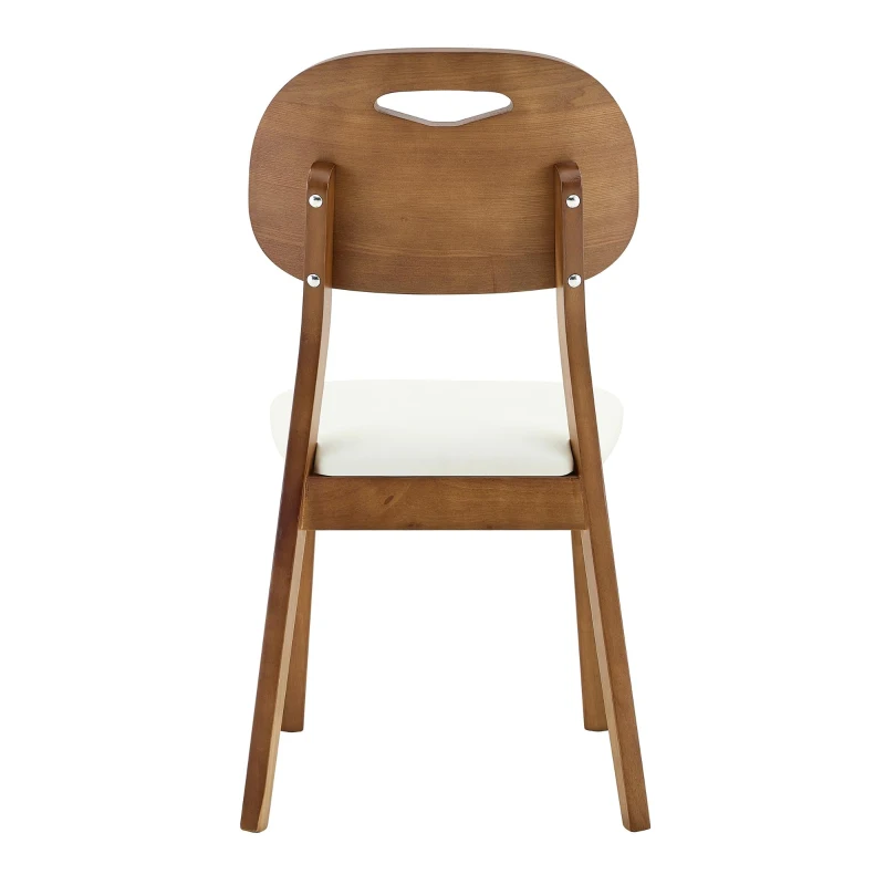 Lot de 2 chaises de salle à manger modernes, poignée de transport et assise rembourrée, facile à nettoyer, 50x44x88 cm, Blanc