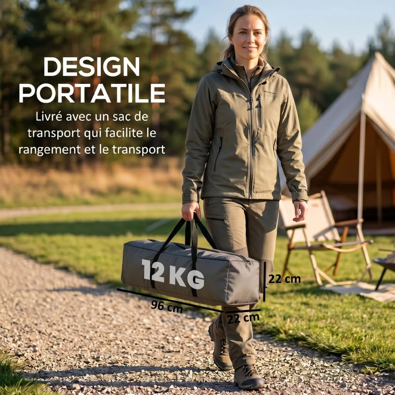 Outsunny Ensemble tente de camping 3 en 1 avec lit de camp 1 personne, tente et 1 matelas gonflable - sac de transport inclus