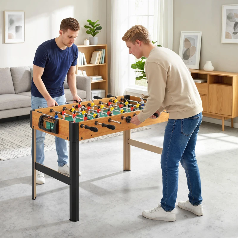 HOMCOM Tafelvoetbal, tafelvoetbalset, 2 ballen, antislip handgrepen, voor kinderen en volwassenen, puntentelling, MDF, metaal, kleurig