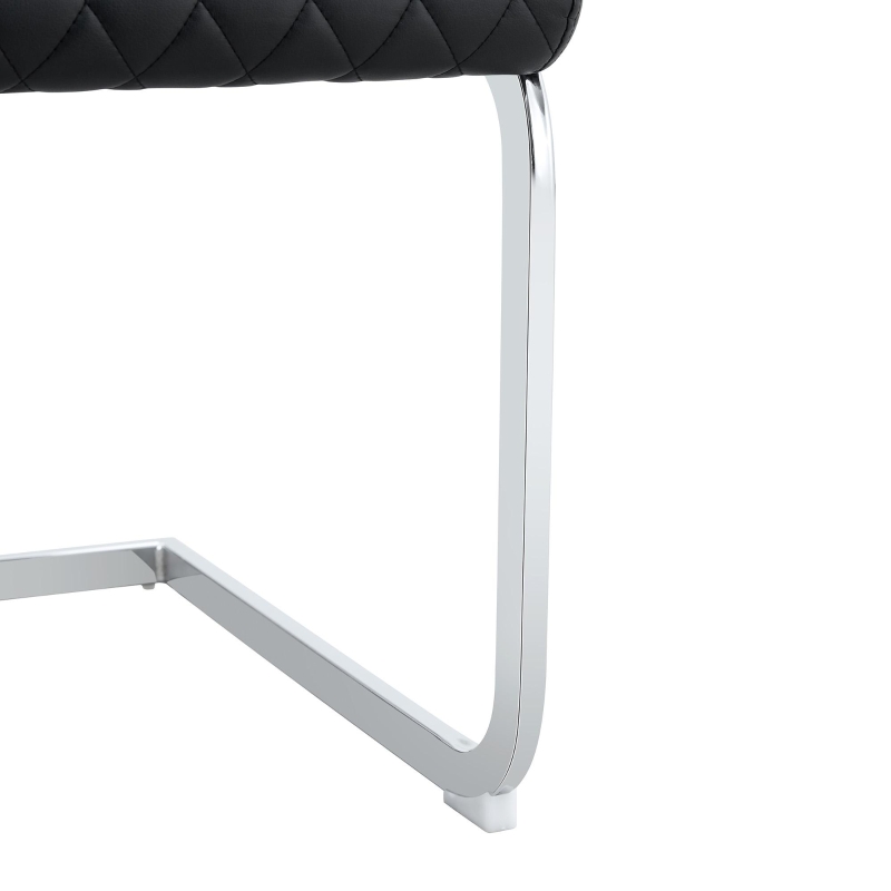 Chaise de salle à manger matelassée motif losange, dossier haut ergonomique, lot de 2, 43x63x100 cm, Noir+Argenté