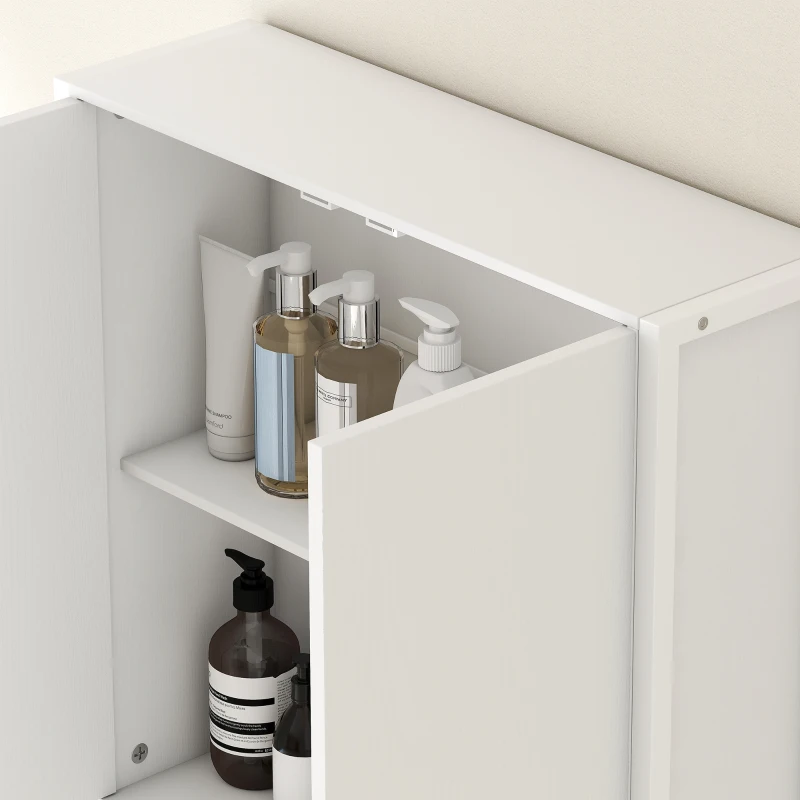 HOMCOM Mobile Bagno Sopra WC e Lavatrice con Armadietto e Ripiano Aperto, 64x20x180 cm, Bianco