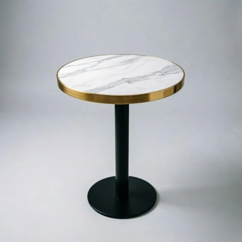Table d'appoint ronde, plateau anti-rayures facile à nettoyer, 60x60x74 cm, Blanc