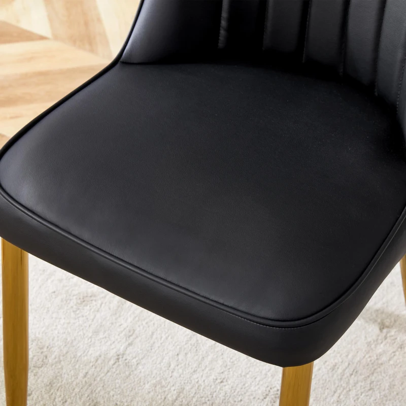 Lot de 2 chaises de salle à manger modernes, assise rembourrée, embouts antidérapants, 43x41.5x89 cm, Noir+Doré