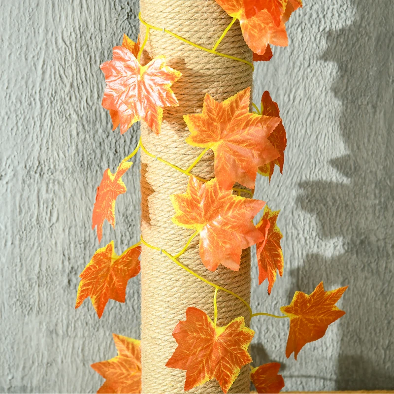 PawHut Arbre à chat hauteur réglable 202-242 cm avec feuilles décoratif, griffoir et plateformes en tissu peluche orange