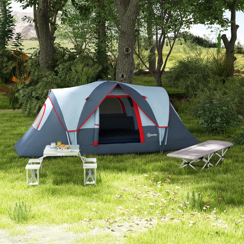 Outsunny Opvouwbare Campingtafel met 4 Stoelen, Aluminium, 85,5 x 135cm Grijs