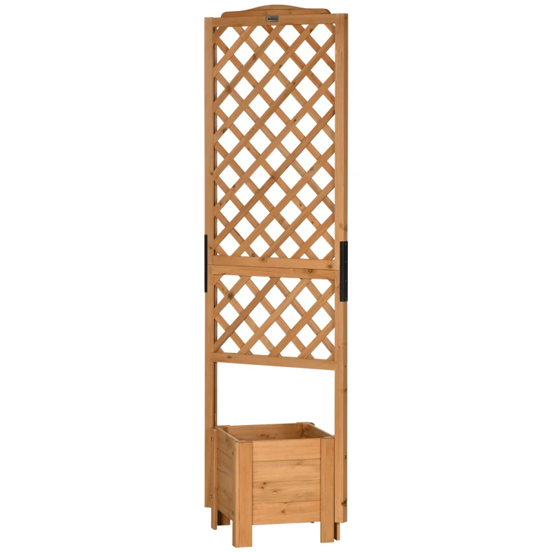 Outsunny Jardinière avec treillis sur pieds pour plantes - dim. 54,5L x 52l x 180H cm - Bois Sapin pré-huilé