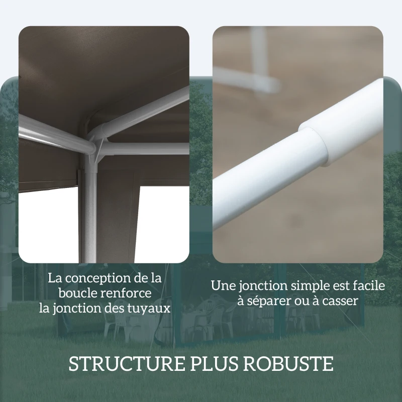 Outsunny Tonnelle de jardin 3 x 3 m, barnum tente de réception Structure en acier, tissu PE pour fêtes et mariages, gris