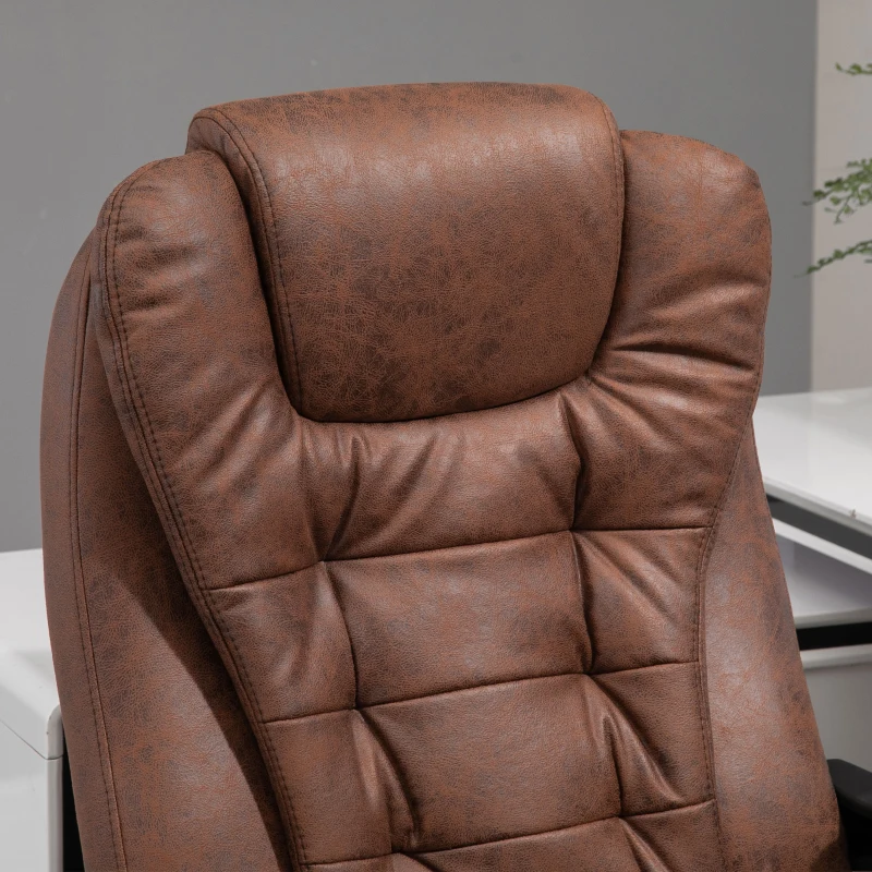 Vinsetto Massagebureaustoel met Lig- & Verwarmingsfunctie, Draaibaar, Ergonomisch, tot 120 kg, Bruin(m-8)