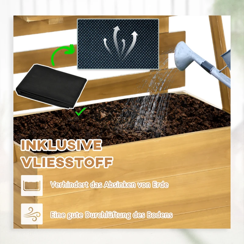 Outsunny Verhoogd Bed 63x39x160 cm Houten voor Terras en Tuin, Bruin