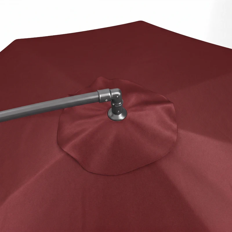 Outsunny 3 m Overhanging Cantilever Parasol, with Cross Base - Wine Red