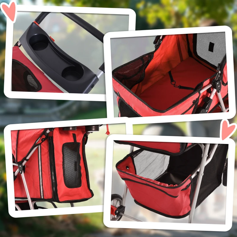 PawHut hondenwagen hondenbuggy honden pet stroller buggy 4 kleuren 3/4 wielen
