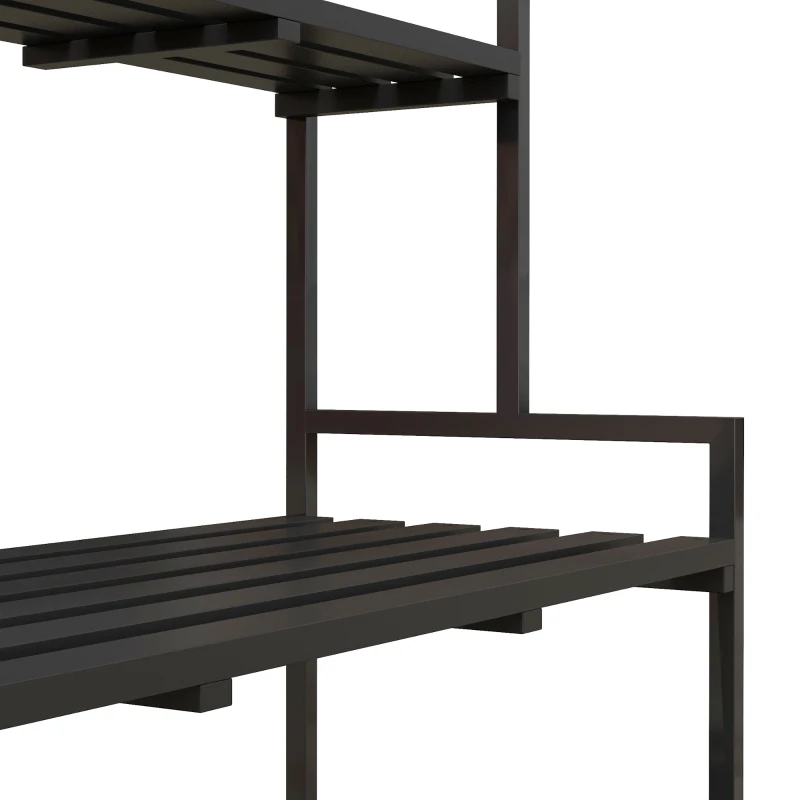 Outsunny Bloemenstandaard, 3 niveaus, 6 haken, voor binnen en buiten, metalen frame, 170H x 110L x 50B cm, zwart