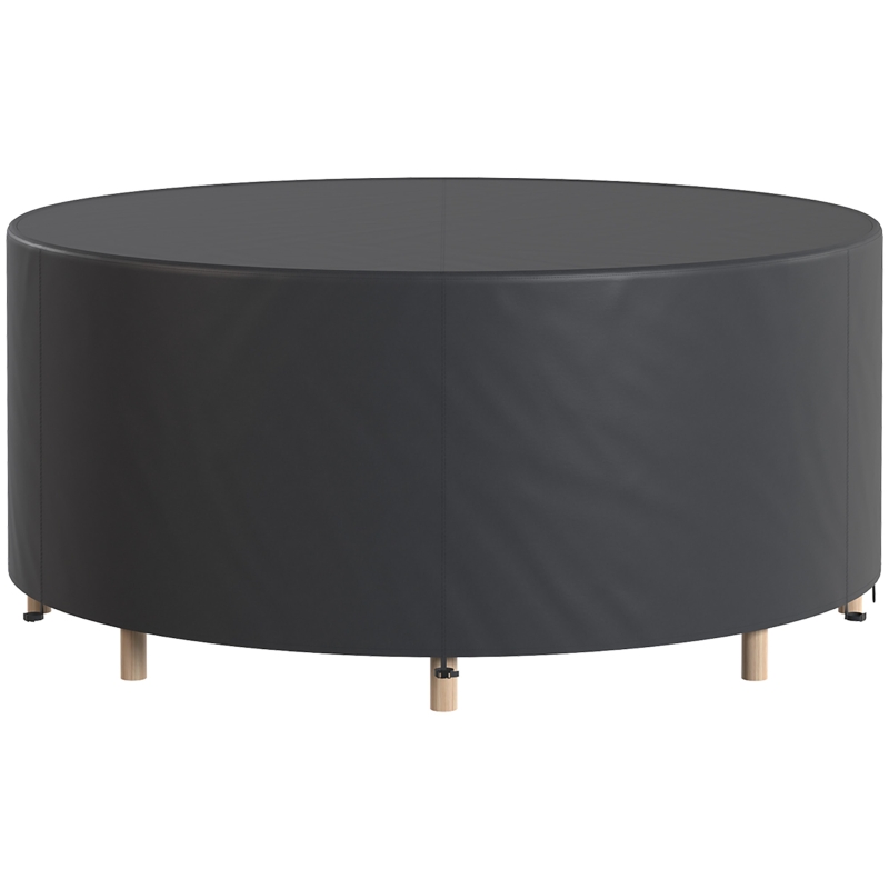 Outsunny Housse de mobilier de jardin imperméable pour table ronde, tissu Oxford 420D pour jardin extérieur, Ø200 x 80 cm, noir
