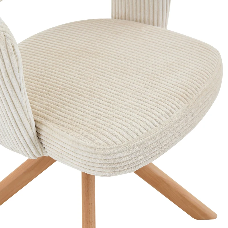 Lot de 2 chaises pivotantes rétro-luxe, patins feutre antidérapants, rotation 360° silencieuse, 47x47.5x81.5 cm, Couleur naturelle