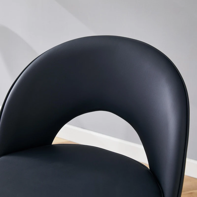 Tabouret de bar pivotant 360°, dossier ajouré design, lot de 2, 44x44x91.5 cm, Noir