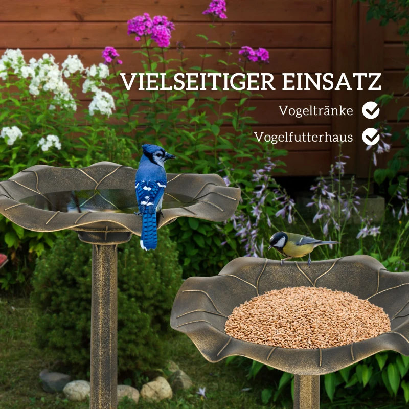 Outsunny Vogelbad Waterbak, Vintage Ontwerp, Stabiele Voet, Winterbestendig, Ø50 x 71H cm, Brons
