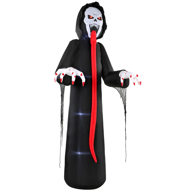 Outsunny Opblaasbaar Halloween-skelet 310 cm met geïntegreerde ledverlichting, griezeldecoratie voor binnen en buiten