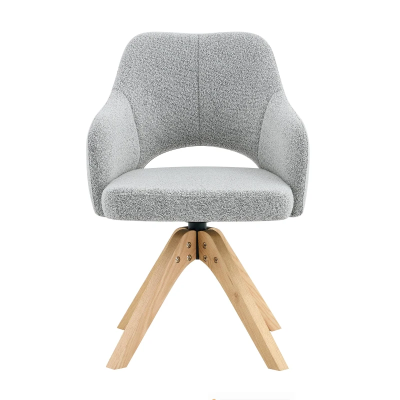 Lot de 2 chaises pivotantes style rétro luxe léger, revêtement en tissu structuré, 45x48x85 cm, Couleur naturelle